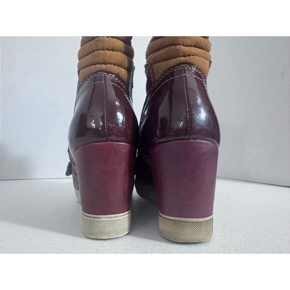 "TAMARIS" Trend Wedge Bootie Hook & Loop Straps Suede & Leather Vintage Y2K - Picture 7 of 10